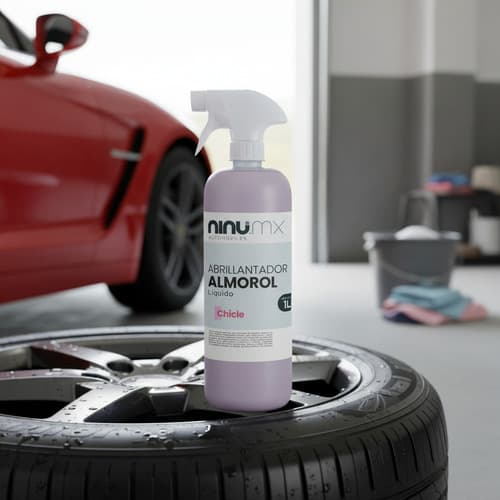 Abrillantador automotriz Almorol 1 L con atomizador, chicle, Ninu