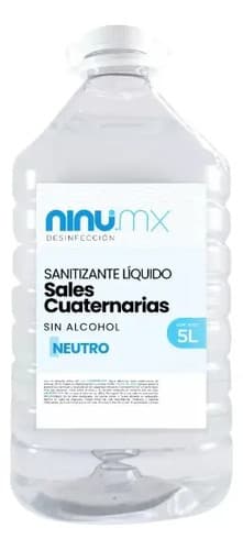 Desinfectante sin alcohol sales cuaternarias 5 L, aroma neutro, Ninu