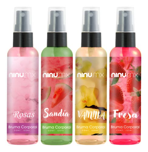 Set 4 body mist 125 mL c/u, aromas para mujer, Ninu