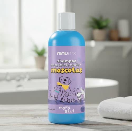 Shampoo y acondicionador para perro 1 L, mora azul, Ninu